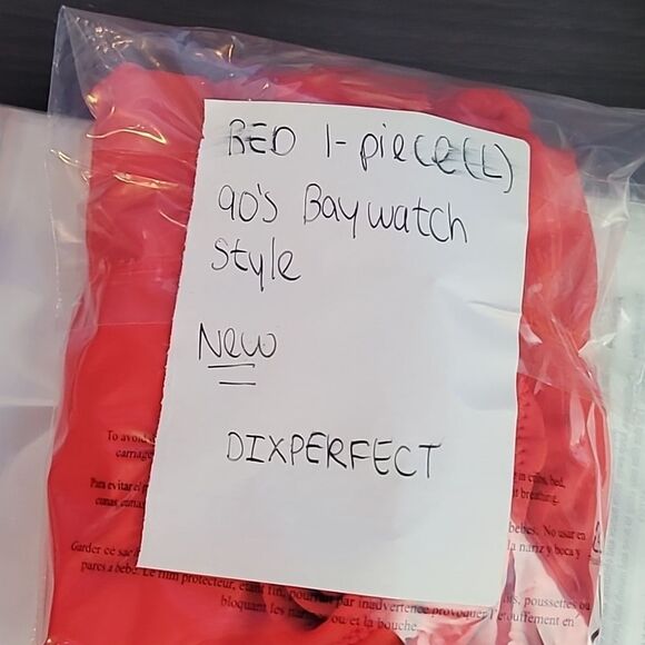 Red 80's 90's Inspired One Piece Swimsuit Women's Size Large - Picture 9 of 12